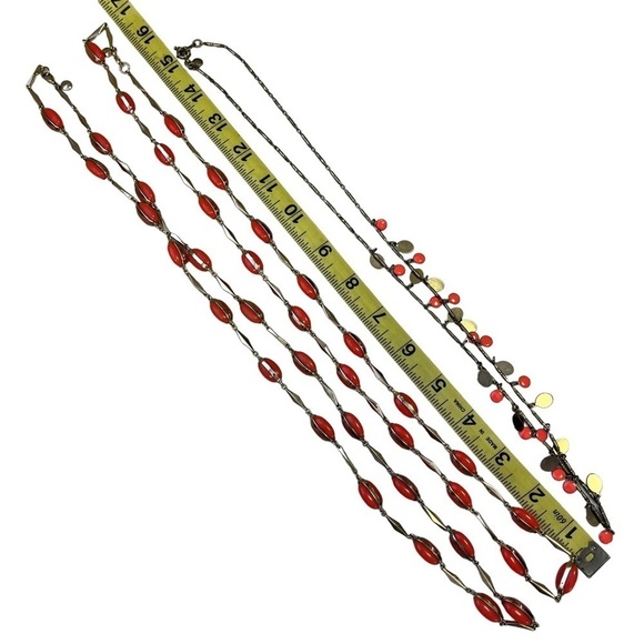 J Crew Coral Gold Necklaces Lot Of 3 - Picture 6 of 6